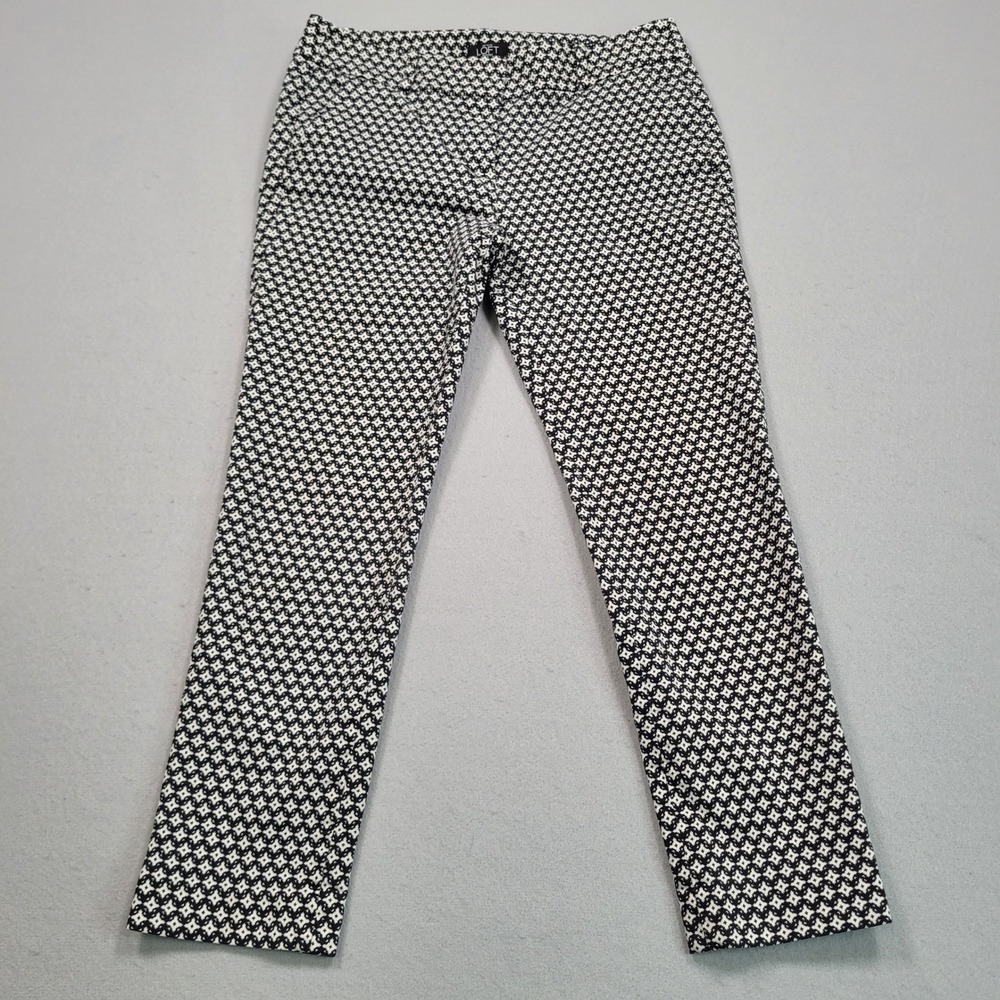 Ann Taylor Loft‎ Marisa Skinny Pants Womens 4P Black White Geometric Ankle